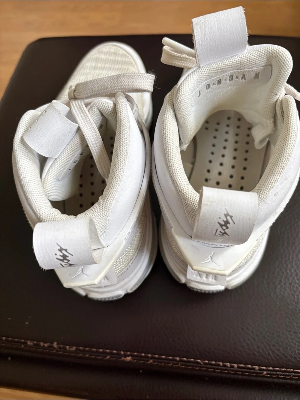 Jordan All-White Mesh and Leather High-Top Sneakers